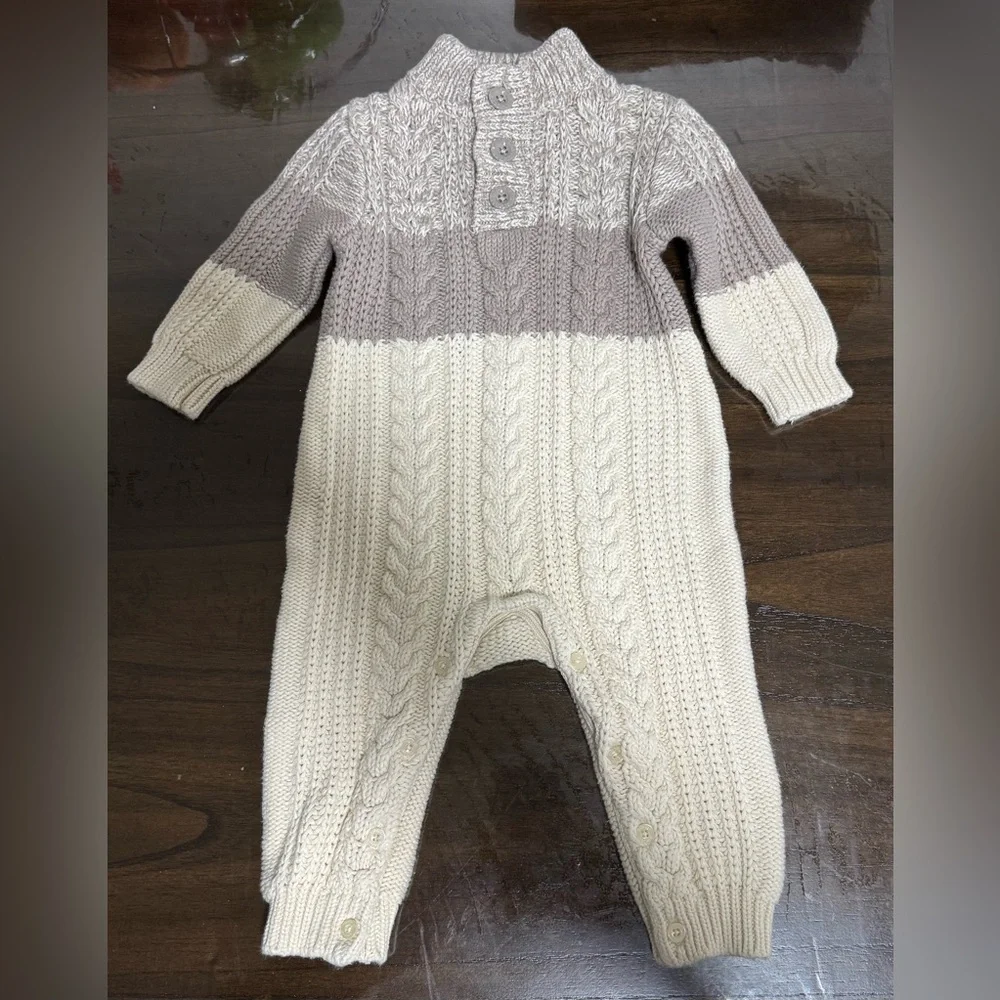 Baby Gap 6-12 Month Cotton Cable-Knit Sweater One-Piece Romper